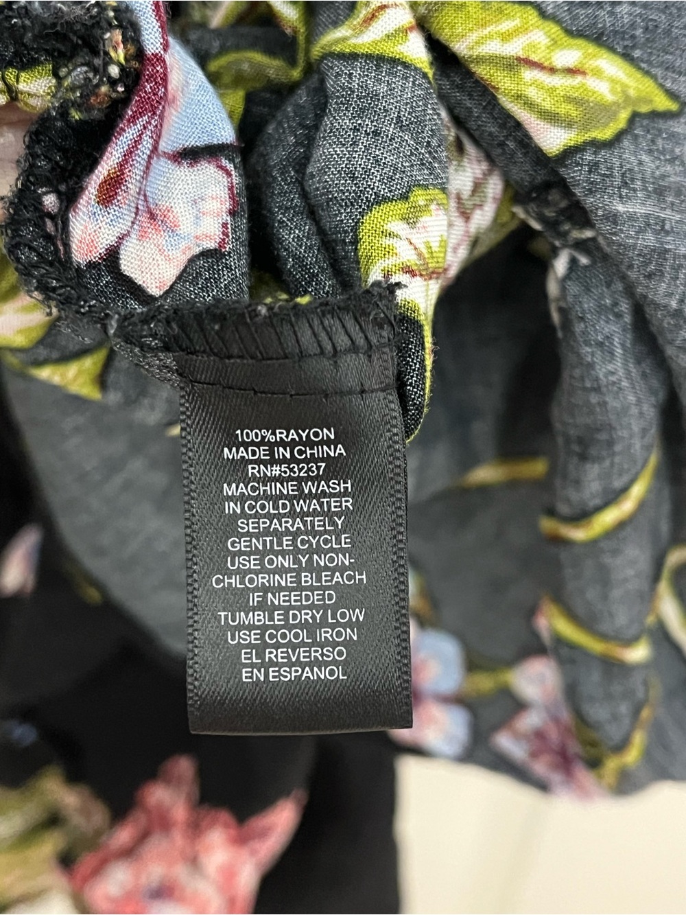Black Floral Women’s Dress with Bell Sleeves - Picture 5 of 5
